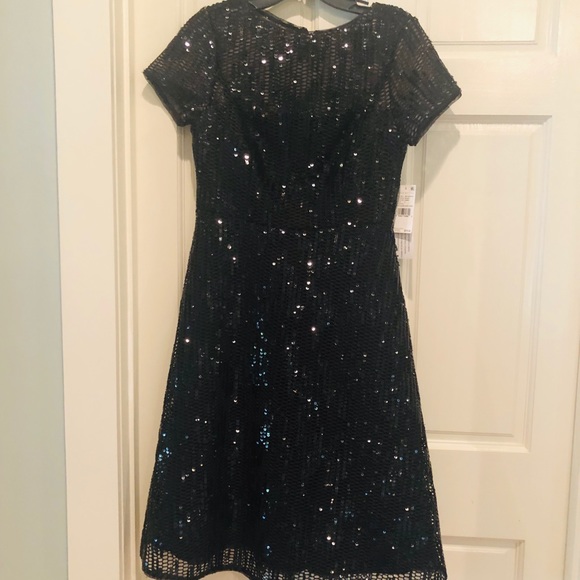 NWT Adrian Mattox black sequin medi dress - Picture 1 of 6